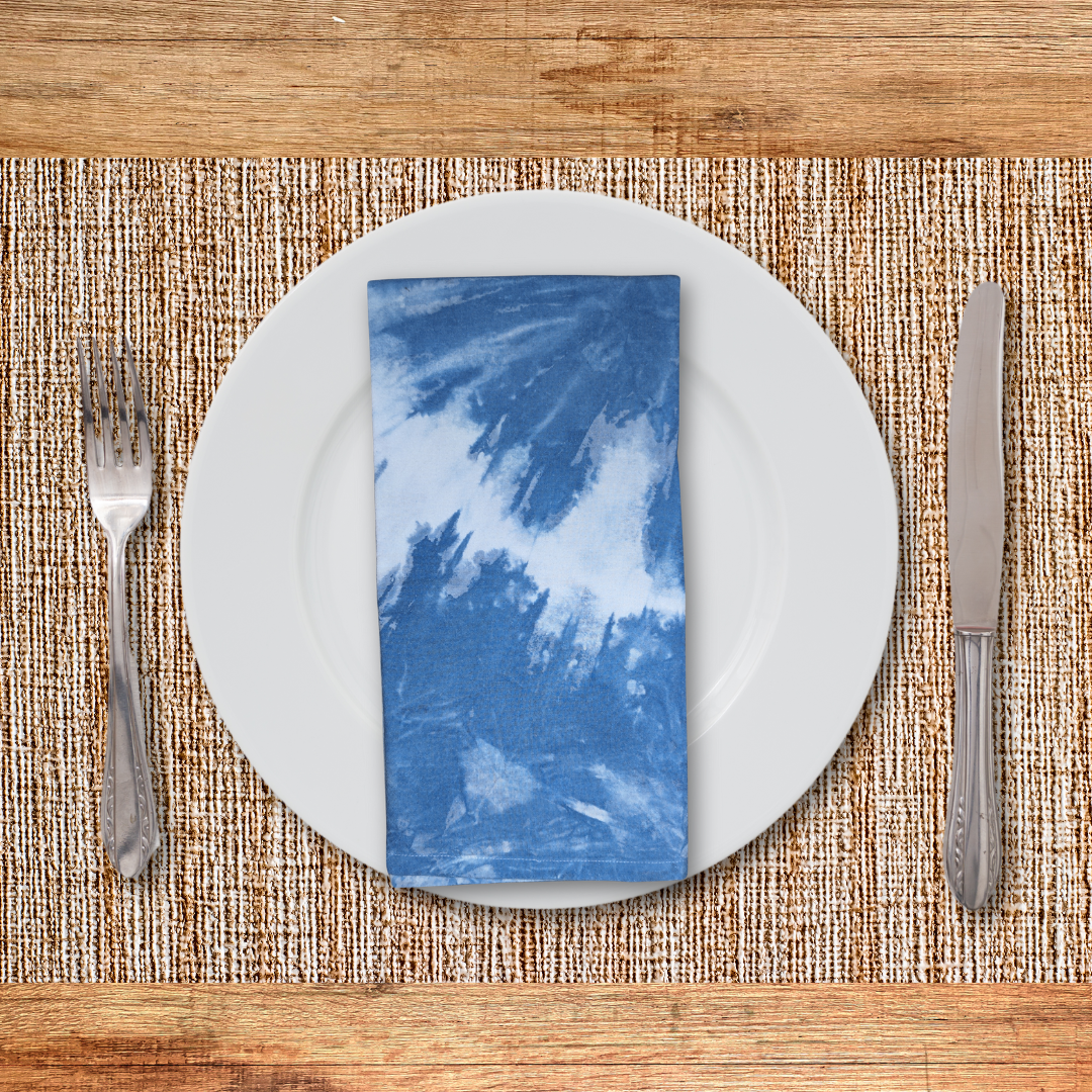Eclipse Napkins - Indigo-Dyed Cotton Flour Sack Napkins, Set of 2