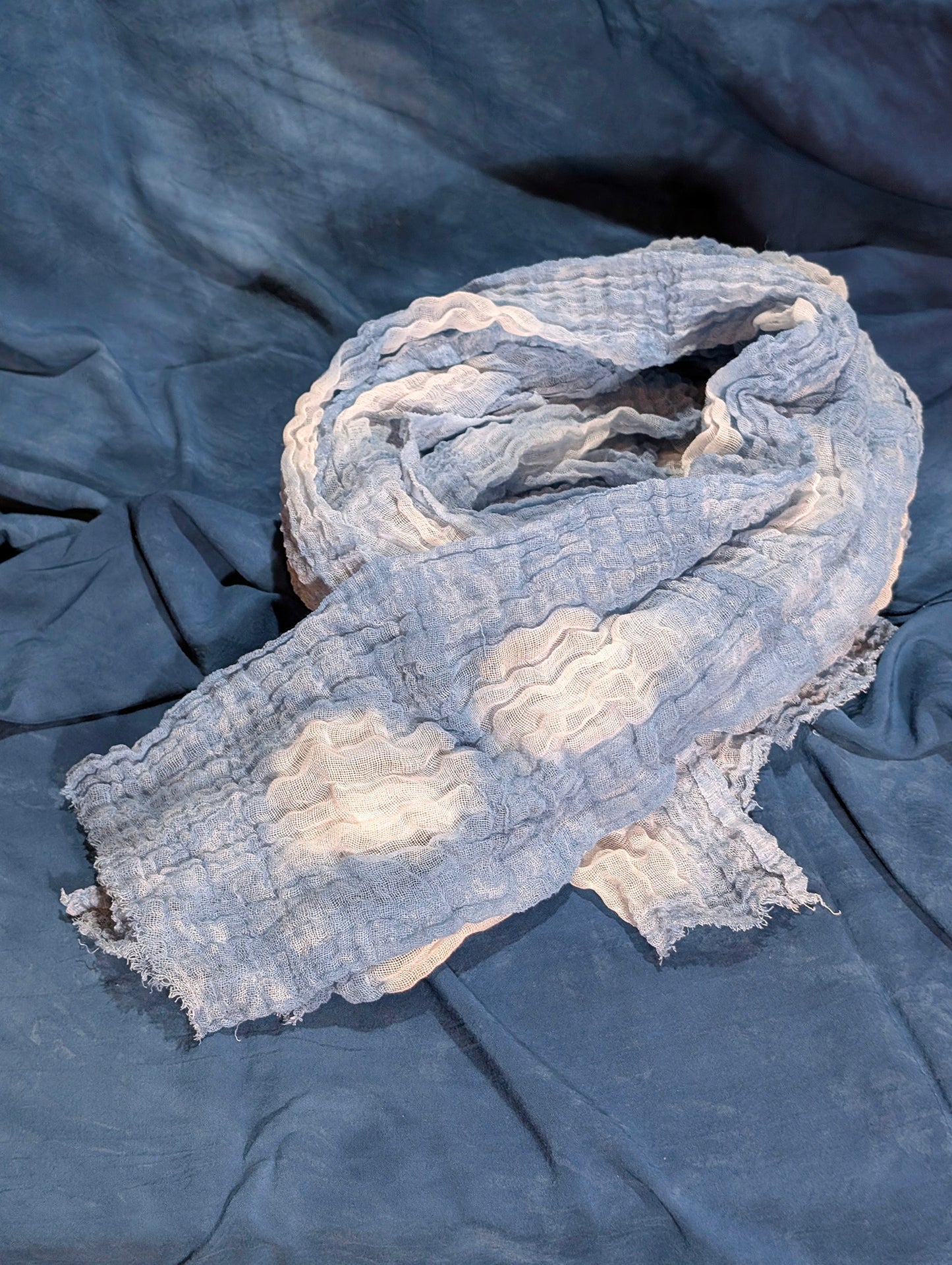 Loose Weave Scarf - Indigo-Dyed Cotton - Domino
