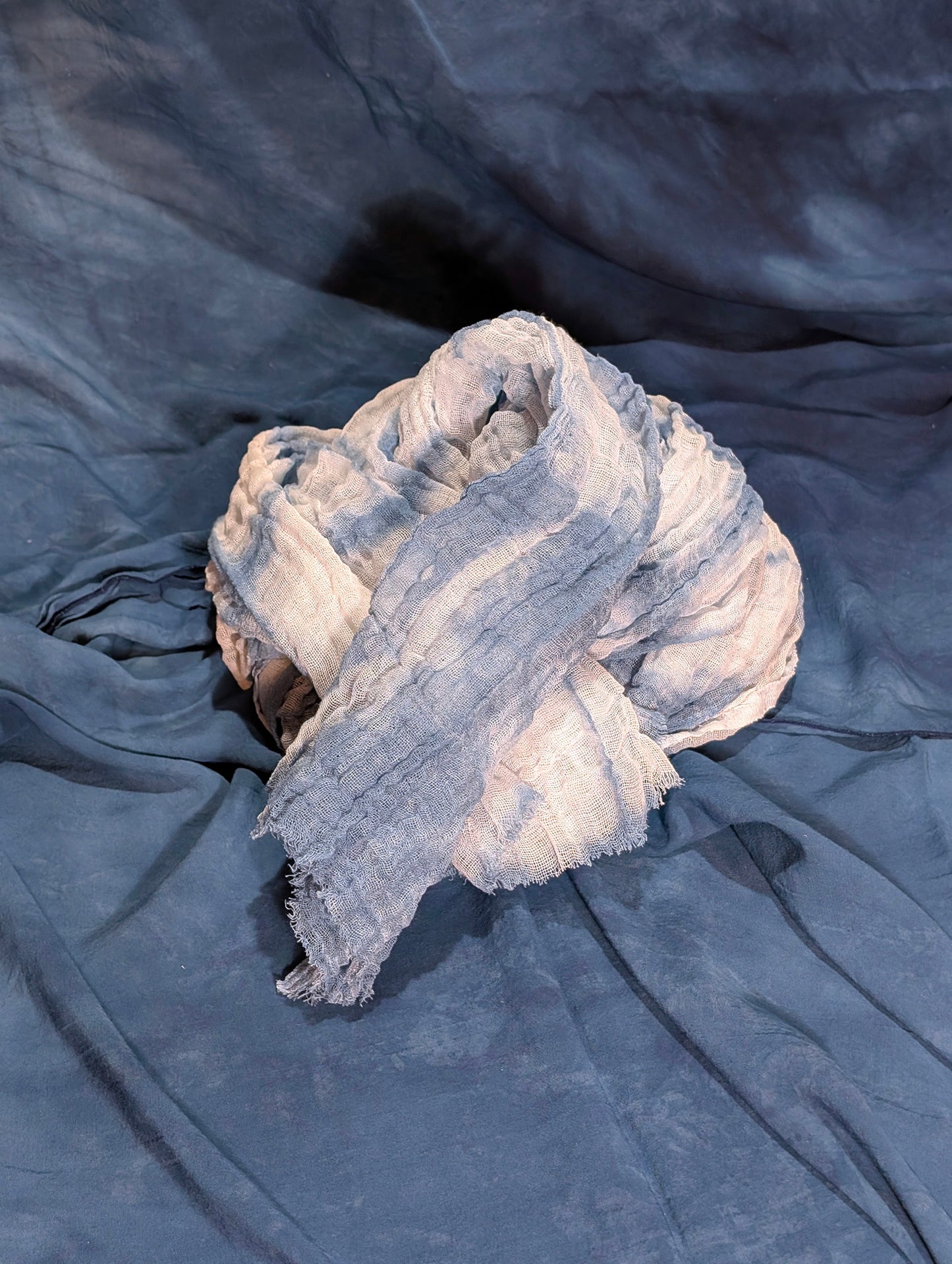 Loose Weave Scarf - Indigo-Dyed Cotton - Highrise