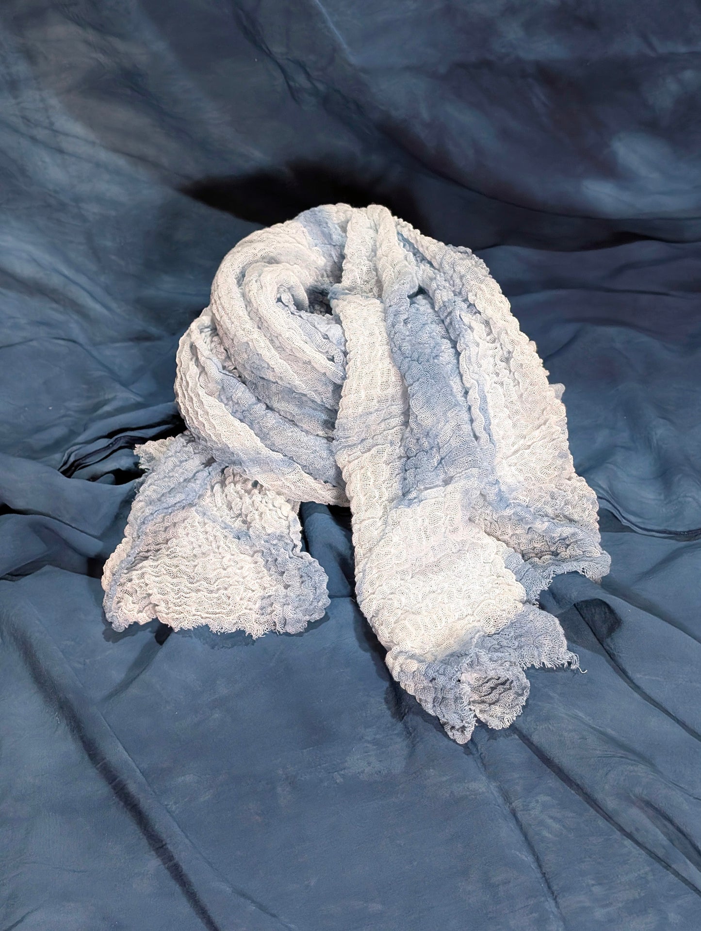 Loose Weave Scarf - Indigo-Dyed Cotton - Mandarin