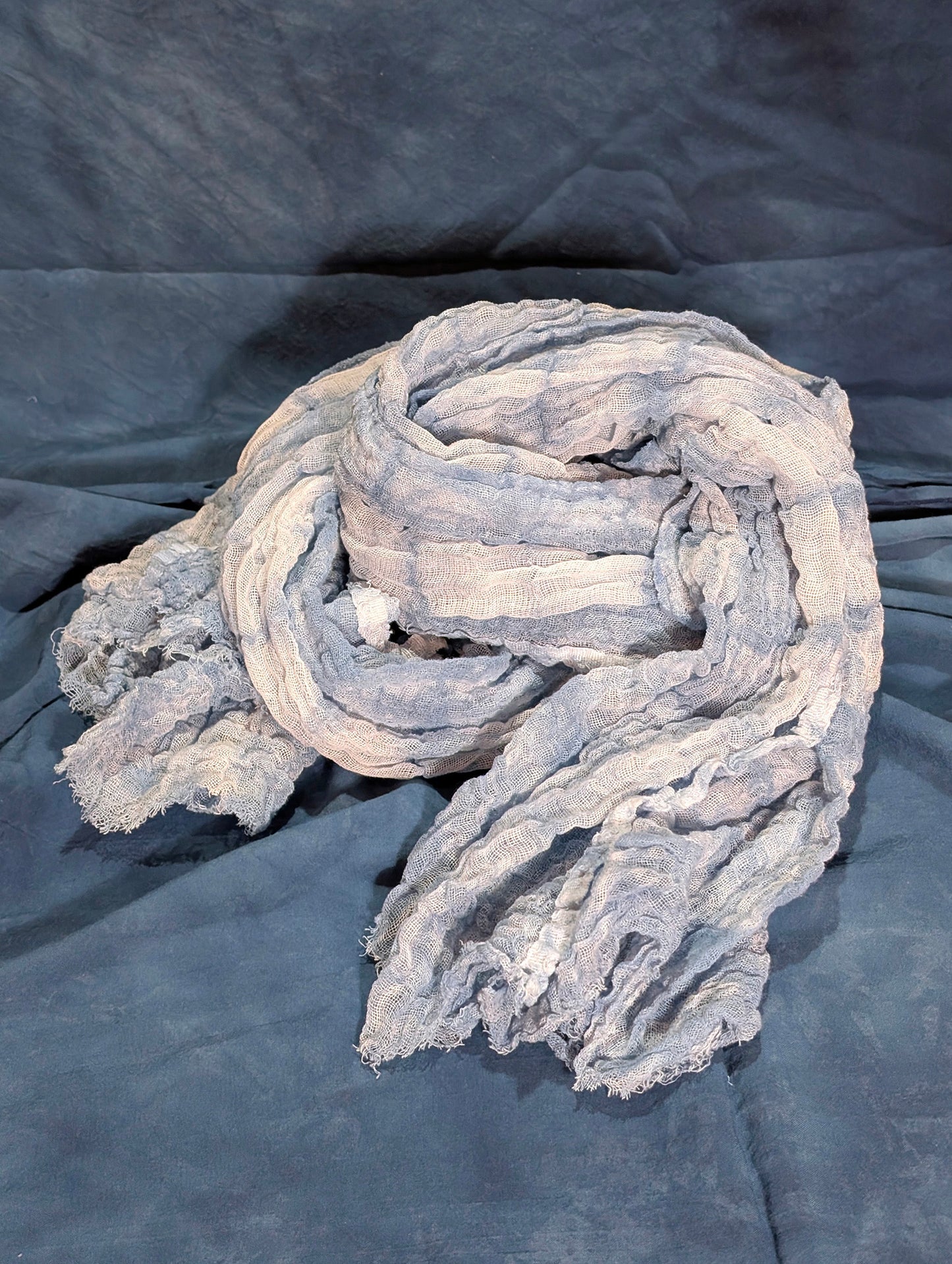 Loose Weave Scarf - Indigo-Dyed Cotton - Railroad