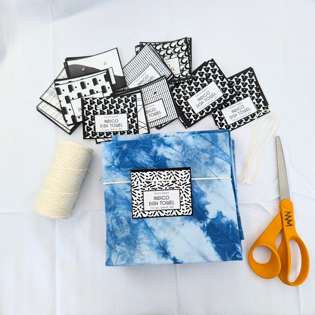Marble Dish Towel - Indigo-Dyed Cotton Flour Sack Single
