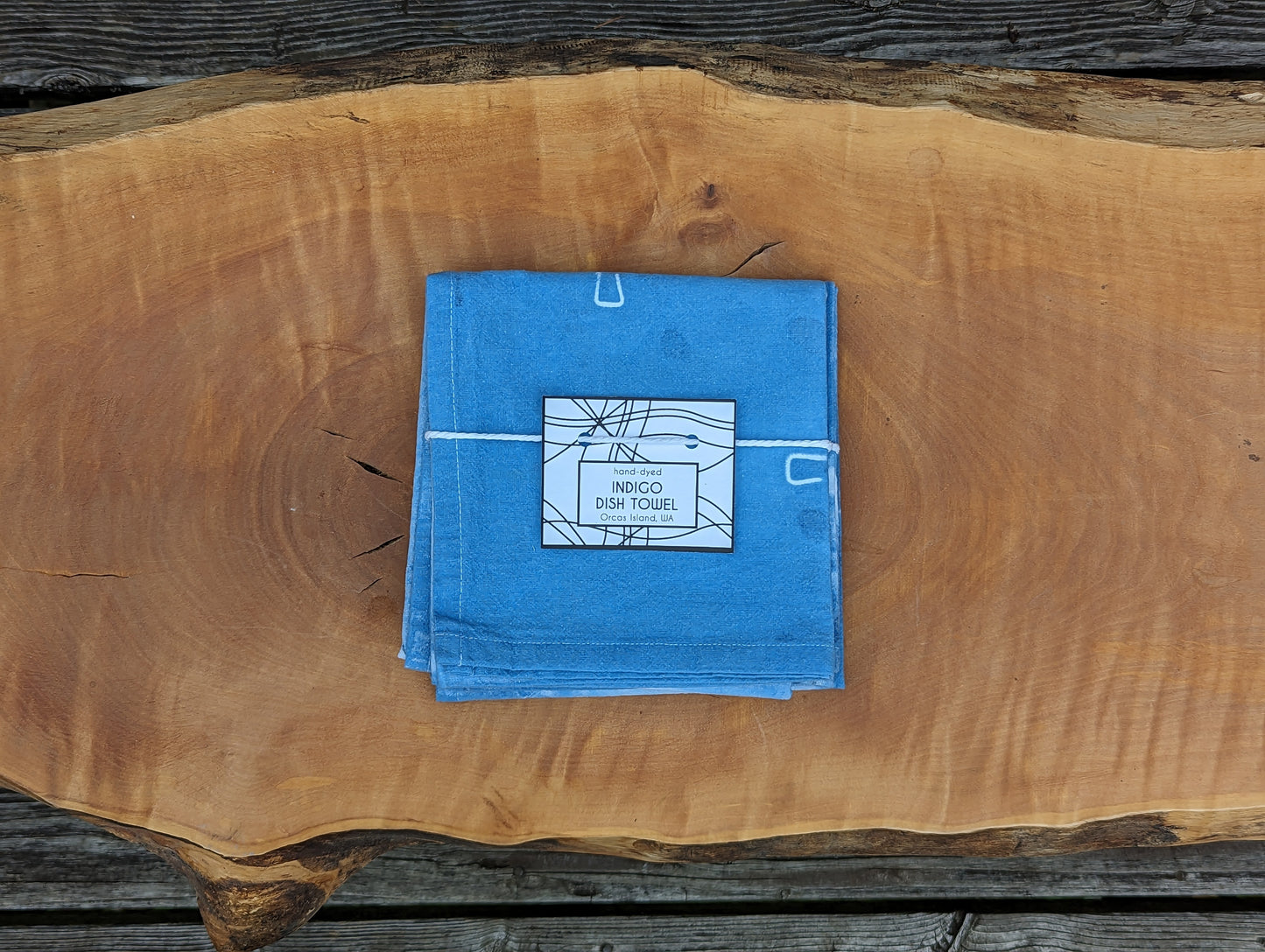 Clothes Pin Dish Towel - Indigo-Dyed Cotton Flour Sack Dish Towel Single