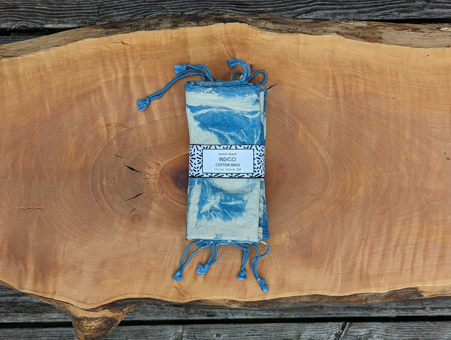 Gift Bags - Indigo-Dyed Flour Sack Cotton Gift & Produce Bags, Set of 4