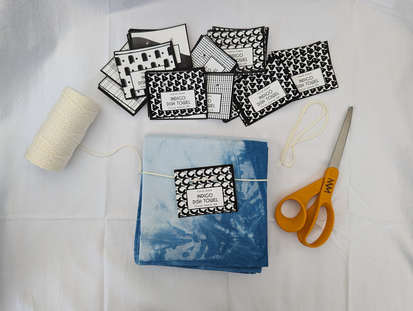 Eclipse Dish Towel - Indigo-Dyed Cotton Flour Sack Dish Towel Single