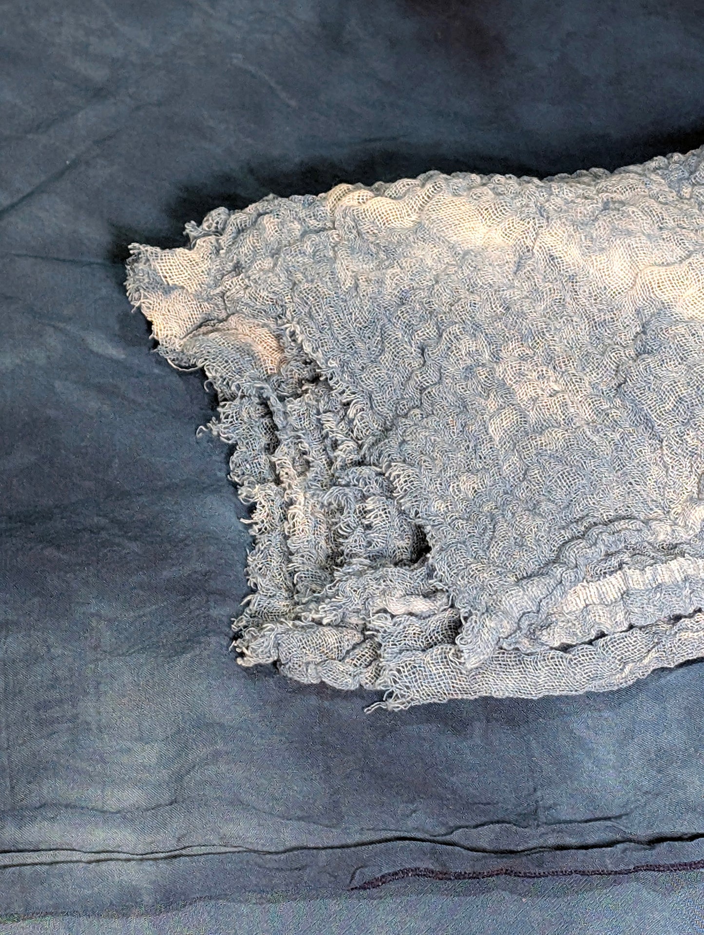 Loose Weave Scarf - Indigo-Dyed Cotton - Diamondback