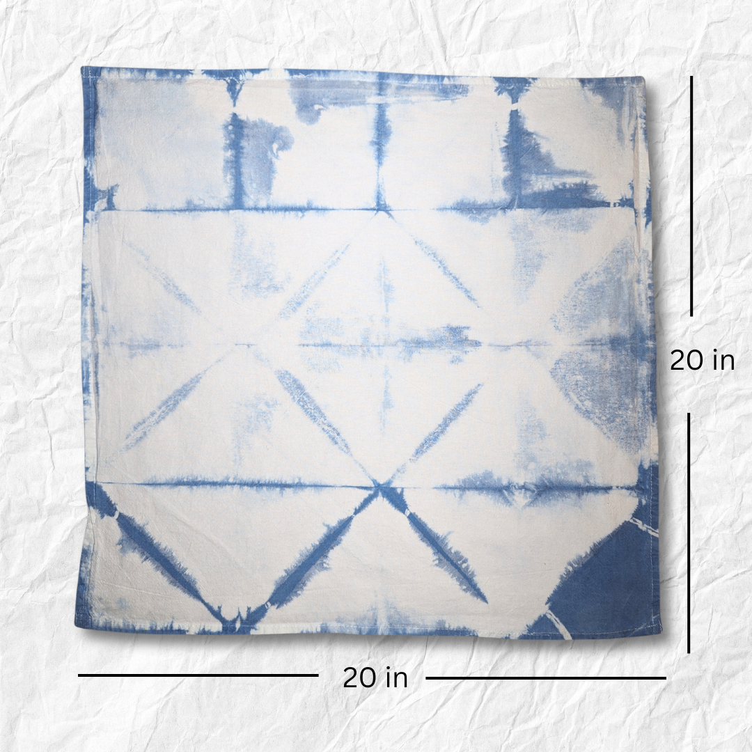 Pyramidal Napkins - Indigo-Dyed Cotton Flour Sack Napkins, Set of 2