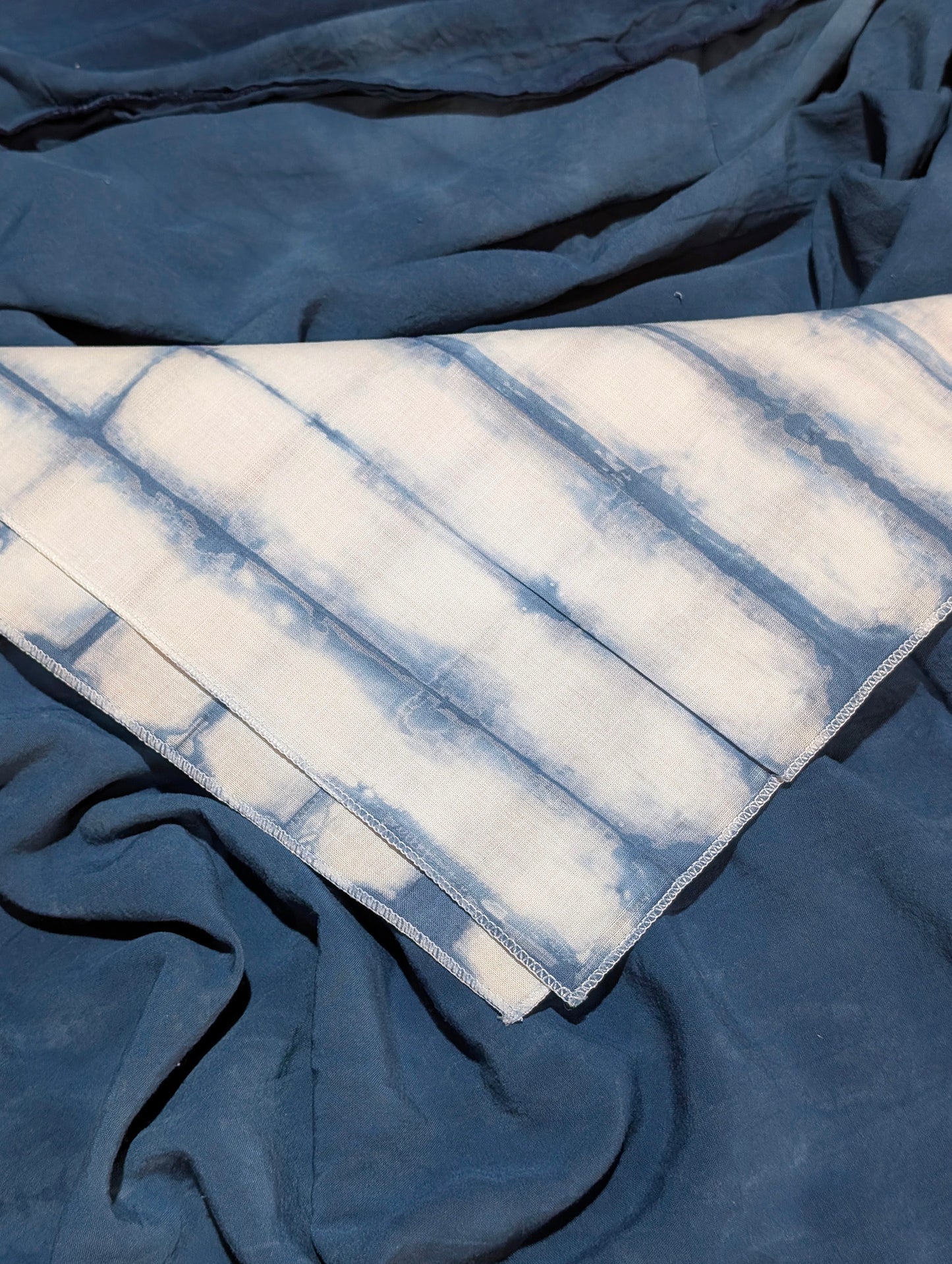 Bandana - Indigo-Dyed Cotton - Stripes