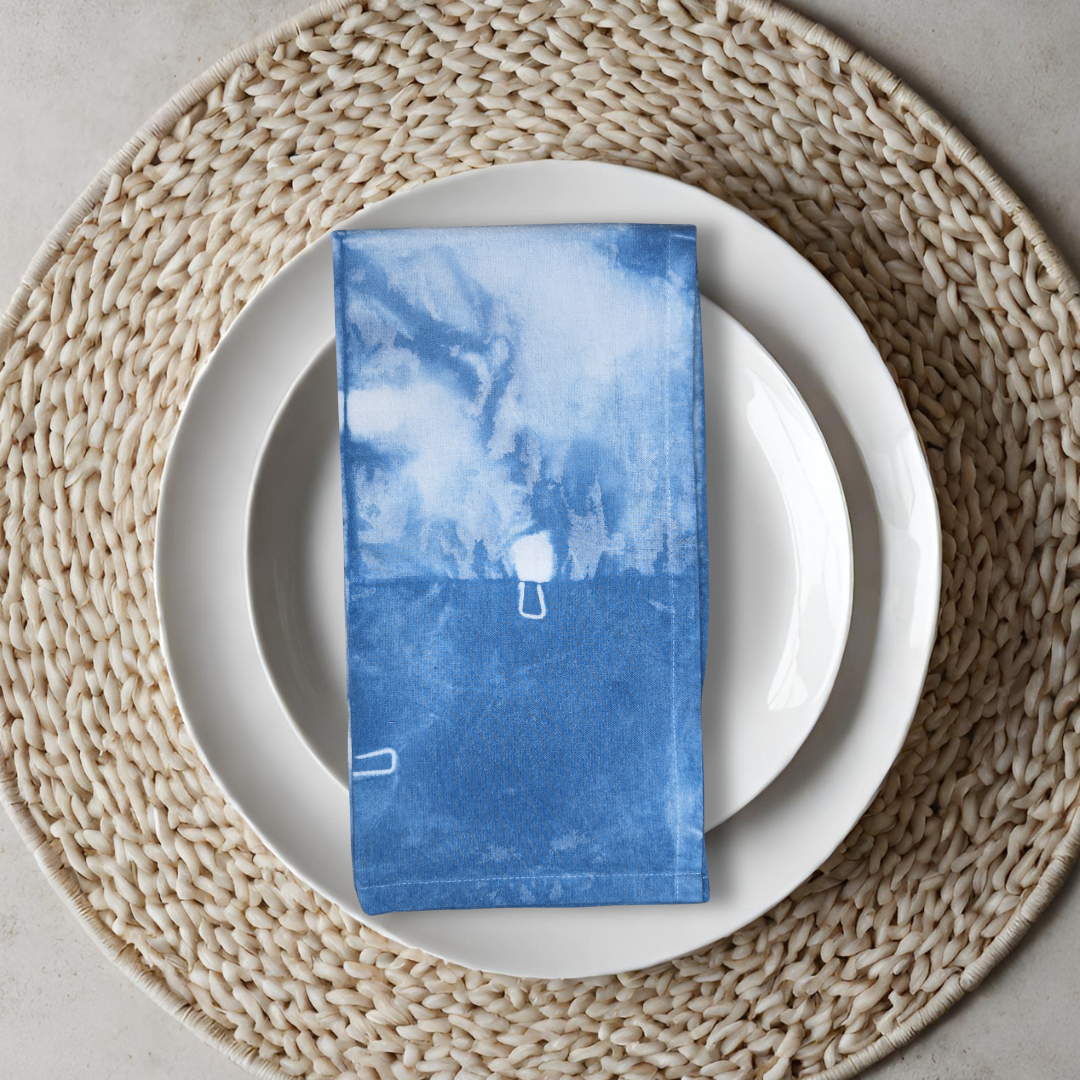 Clothes Pin Napkins - Indigo-Dyed Cotton Flour Sack Napkins, Set of 2