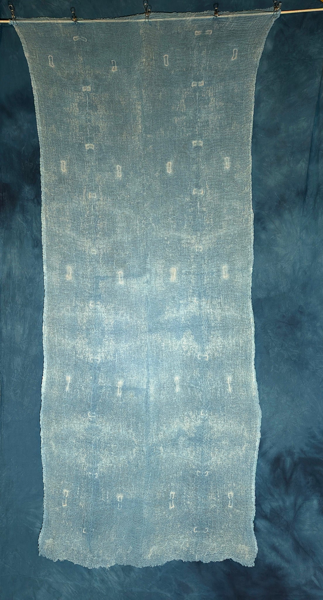 Loose Weave Scarf - Indigo-Dyed Cotton - Clothes Pin