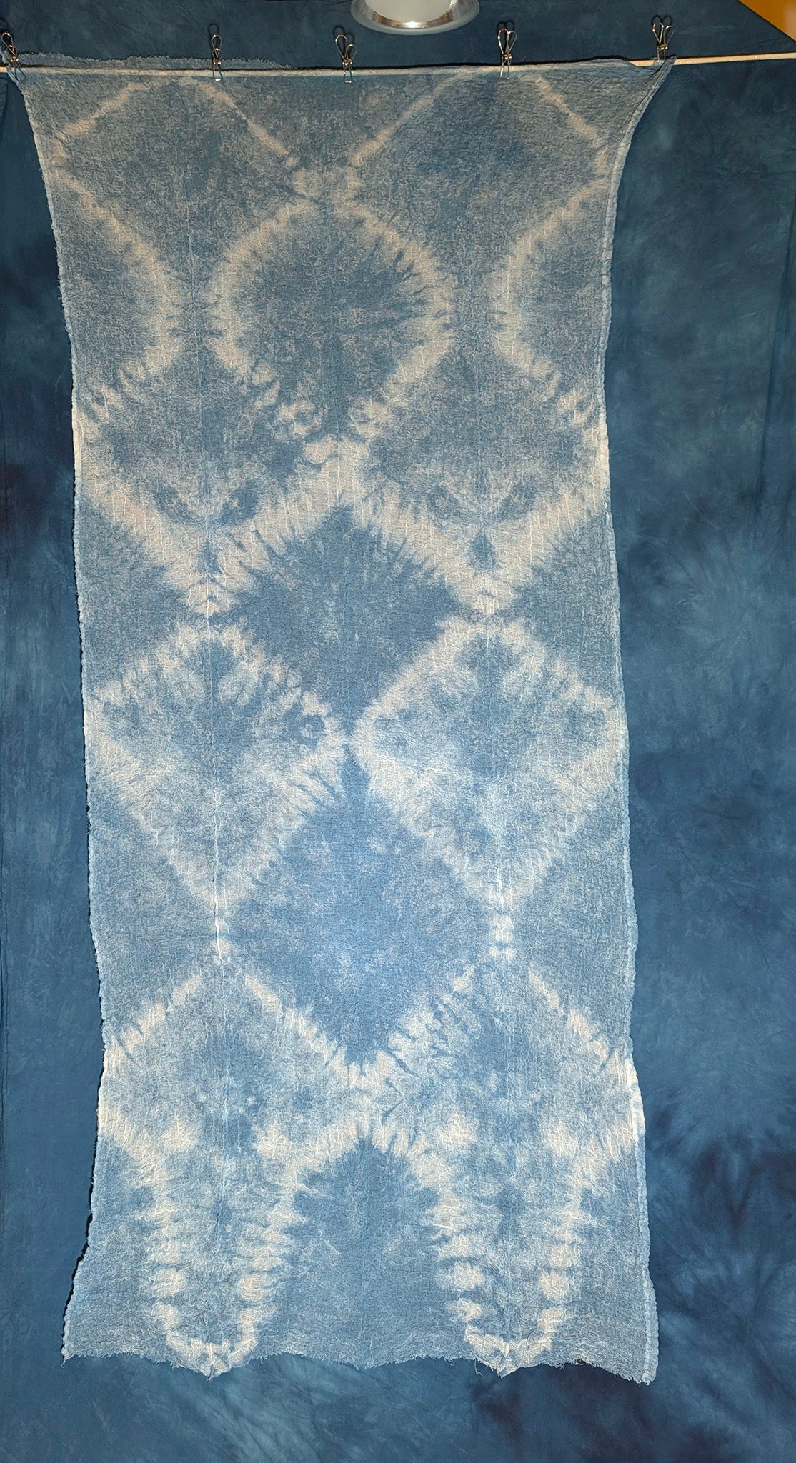 Loose Weave Scarf - Indigo-Dyed Cotton - Diamondback