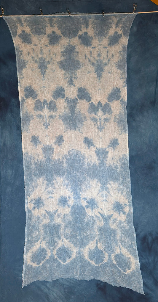Loose Weave Scarf - Indigo-Dyed Cotton - Faces