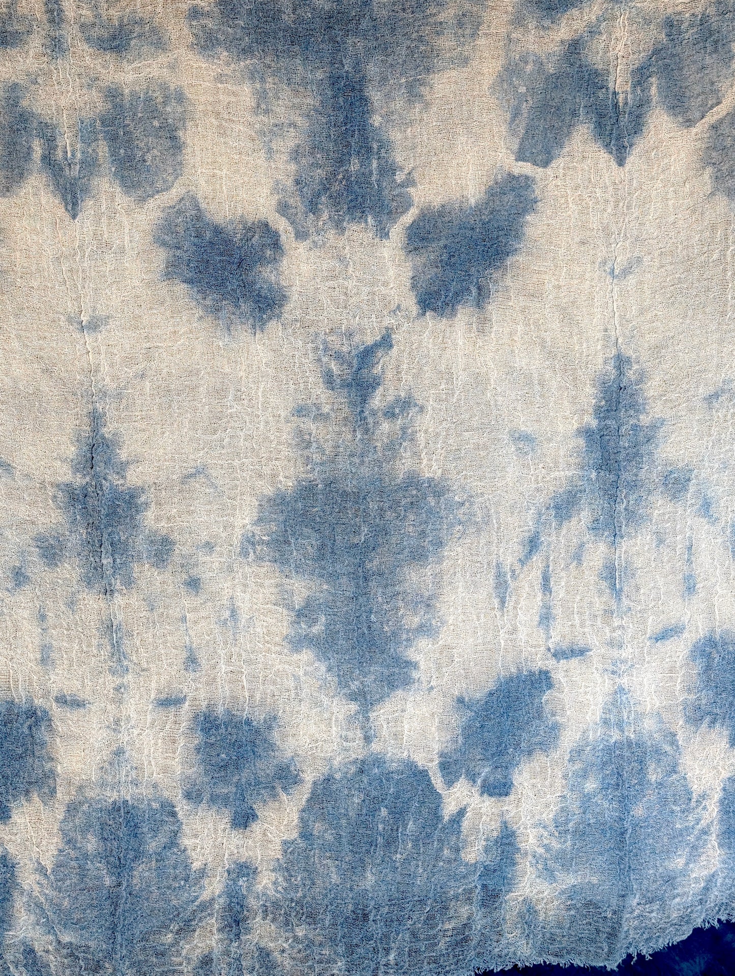 Loose Weave Scarf - Indigo-Dyed Cotton - Faces