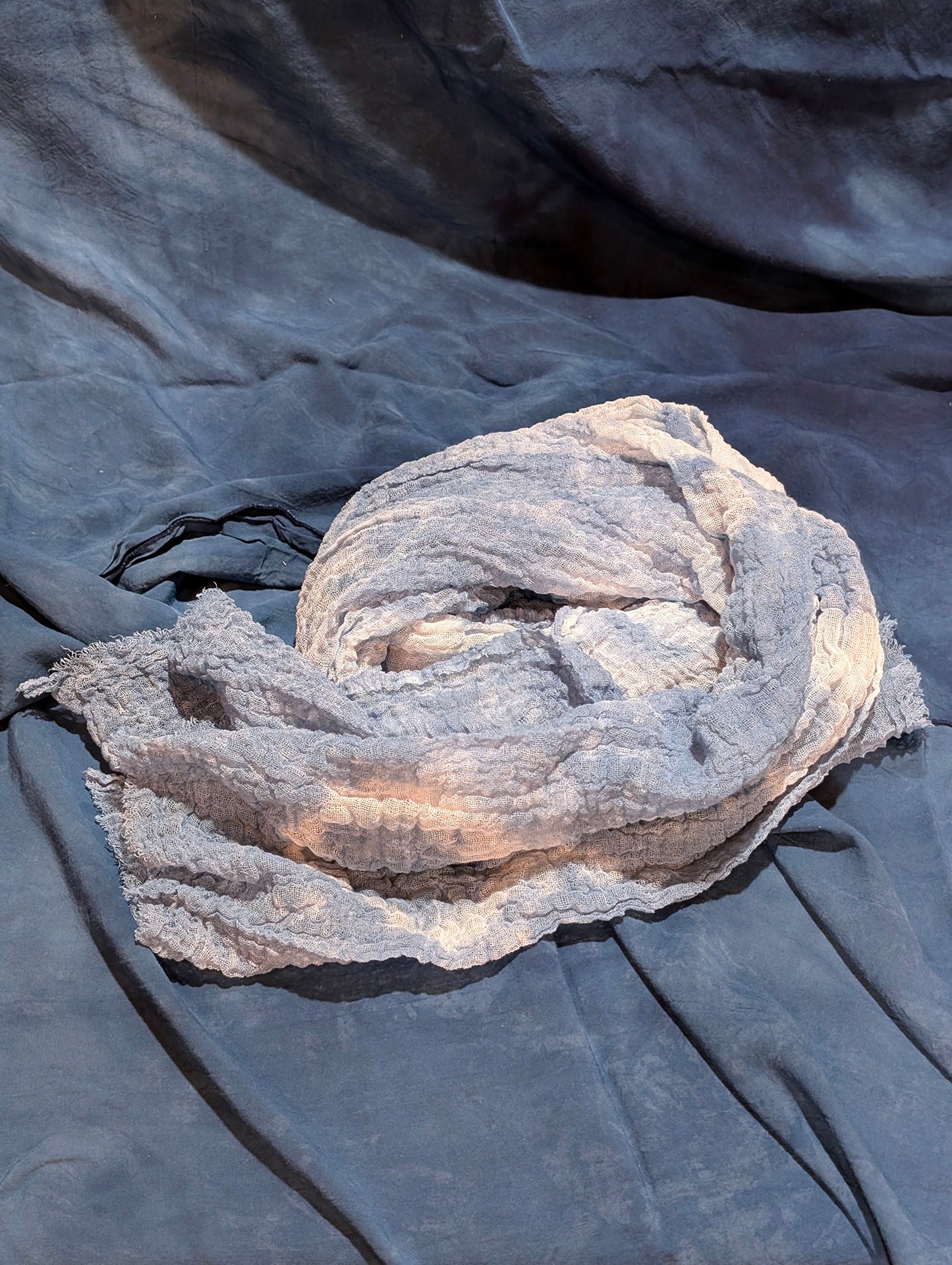 Loose Weave Scarf - Indigo-Dyed Cotton - Faces