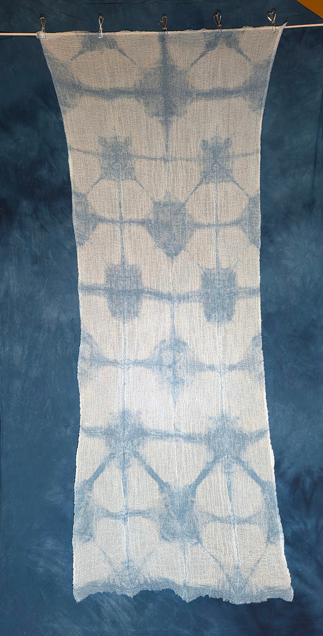 Loose Weave Scarf - Indigo-Dyed Cotton - Mandarin