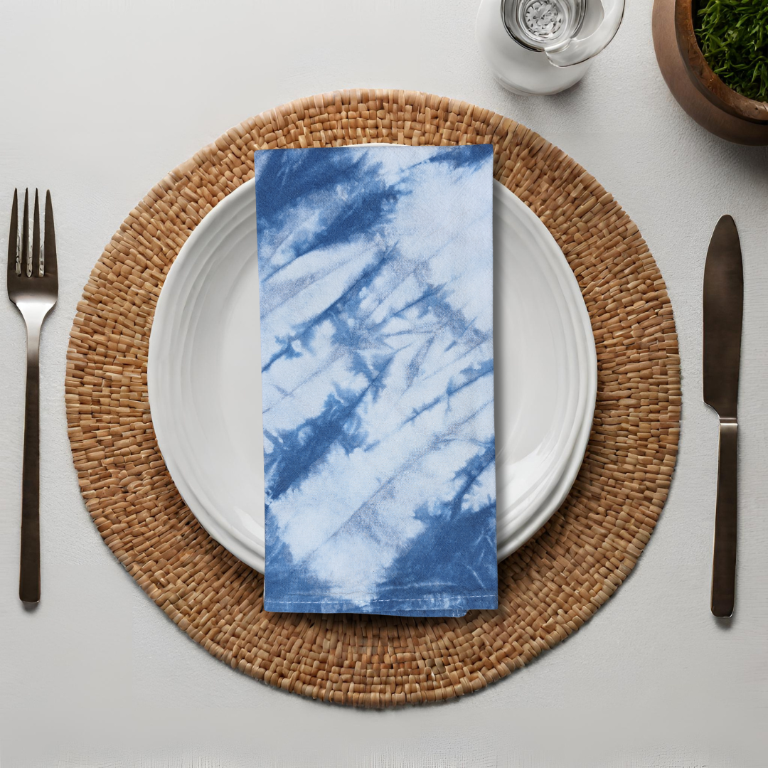 Marble Napkins - Indigo-Dyed Flour Sack Cotton Napkins, Set of 2