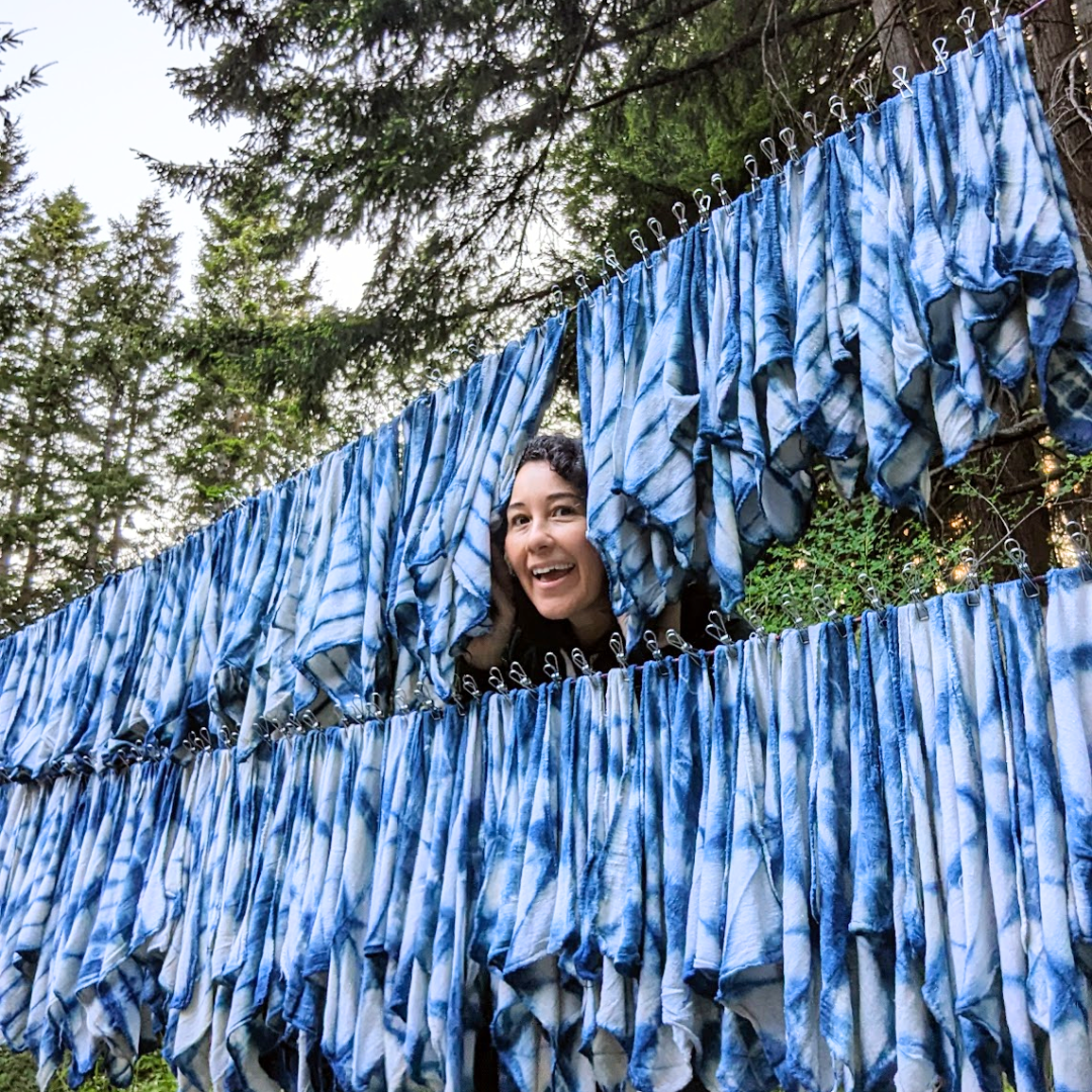 Clothes Pin Napkins - Indigo-Dyed Cotton Flour Sack Napkins, Set of 2