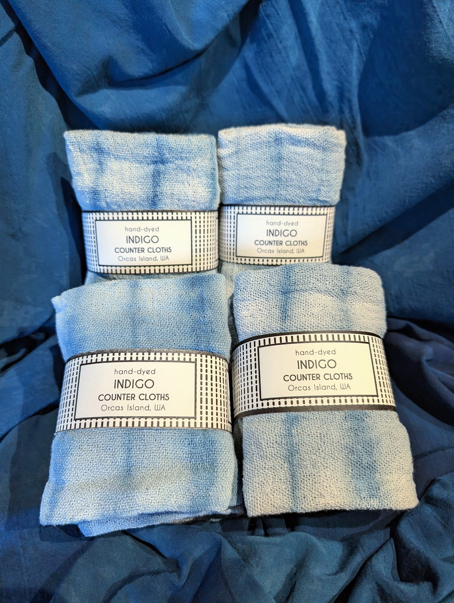 Counter Cloths, Set of 4 - Indigo-Dyed Cotton