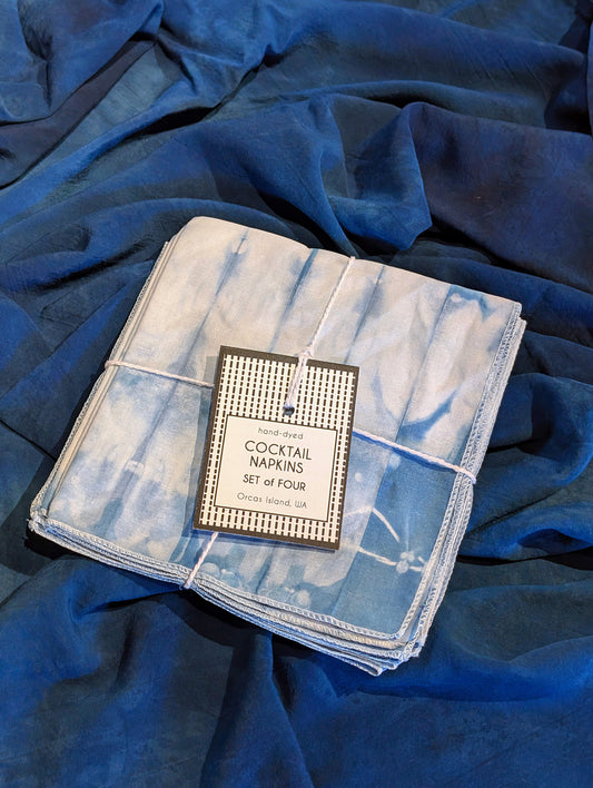 Striped Cocktail Napkins - Indigo-Dyed Cotton, Set of 4