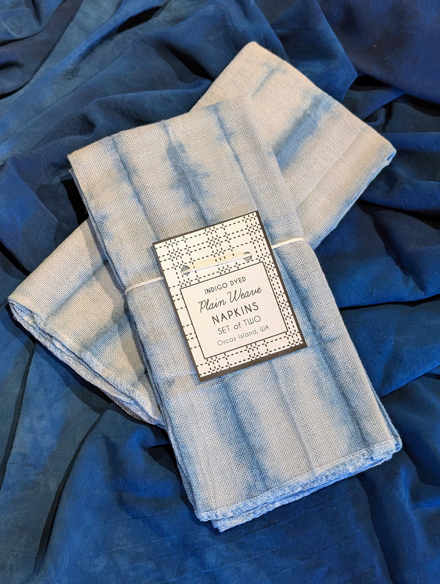 Plain Weave Napkins - Indigo-Dyed Cotton - Set of Two - Striped