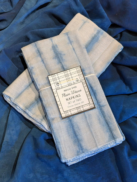 Plain Weave Napkins - Indigo-Dyed Cotton - Set of Two - Striped