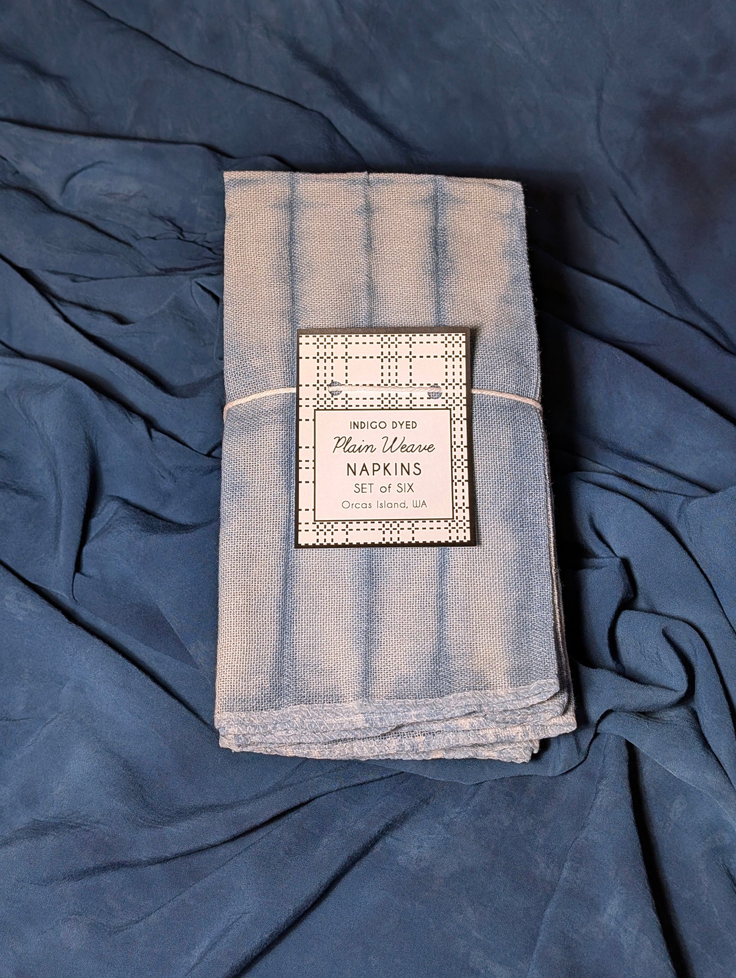 Plain Weave Napkins - Indigo-Dyed Cotton - Set of Six - Striped