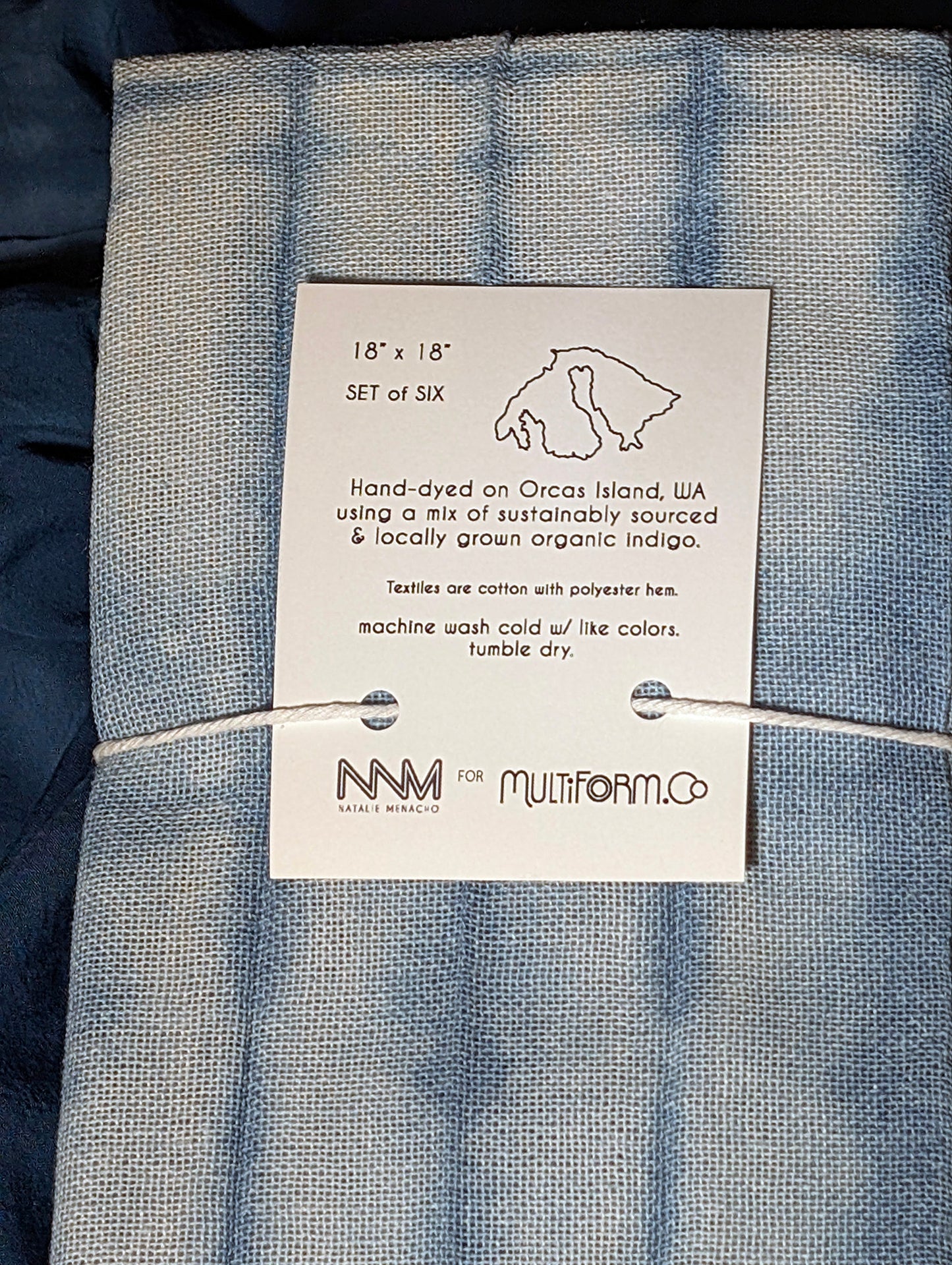 Plain Weave Napkins - Indigo-Dyed Cotton - Set of Six - Striped