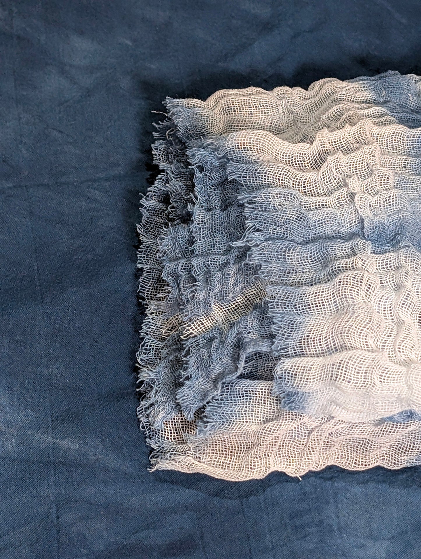 Loose Weave Scarf - Indigo-Dyed Cotton - Highrise