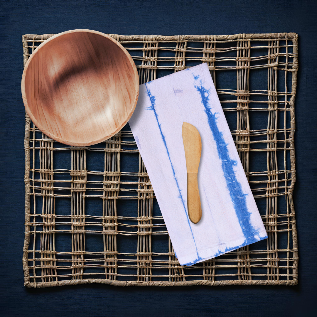 Striped Napkins - Indigo-Dyed Cotton Flour Sack Napkins, Set of 2