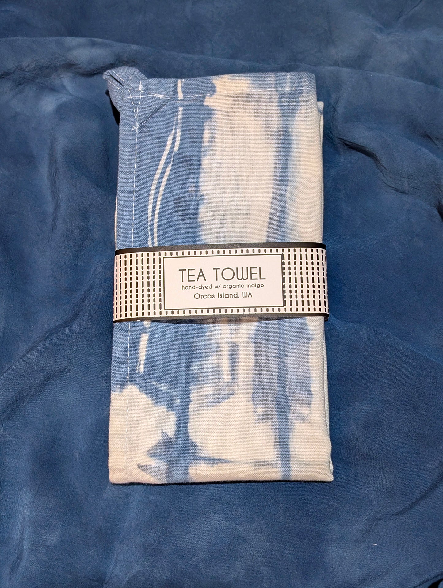 Tea Towel - Indigo-Dyed Cotton Kitchen Towels - Single - Striped