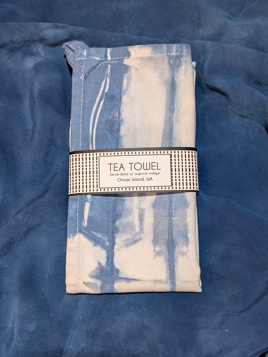 Tea Towel - Indigo-Dyed Cotton Kitchen Towels - Single - Striped